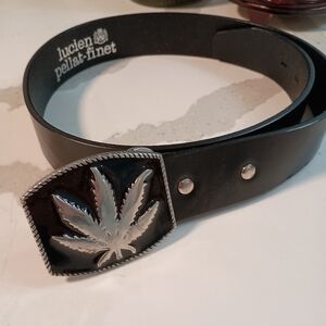 Lucien Pellat Finet - Belt w/Leaf buckle in a silver tone  Size 32/180